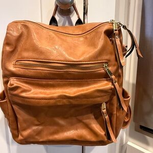 Chic Tan Leather Backpack Purse